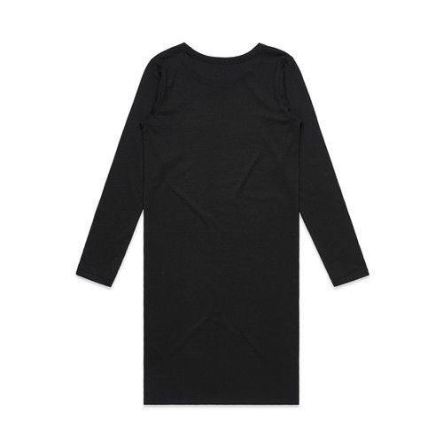 BLACK - BACK wo's-mika-organic-l/s-dress-black-back